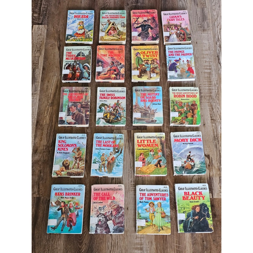 Great Illustrated Classics Book Lot of 20 Hardcover Childrens Stories Ex-Library